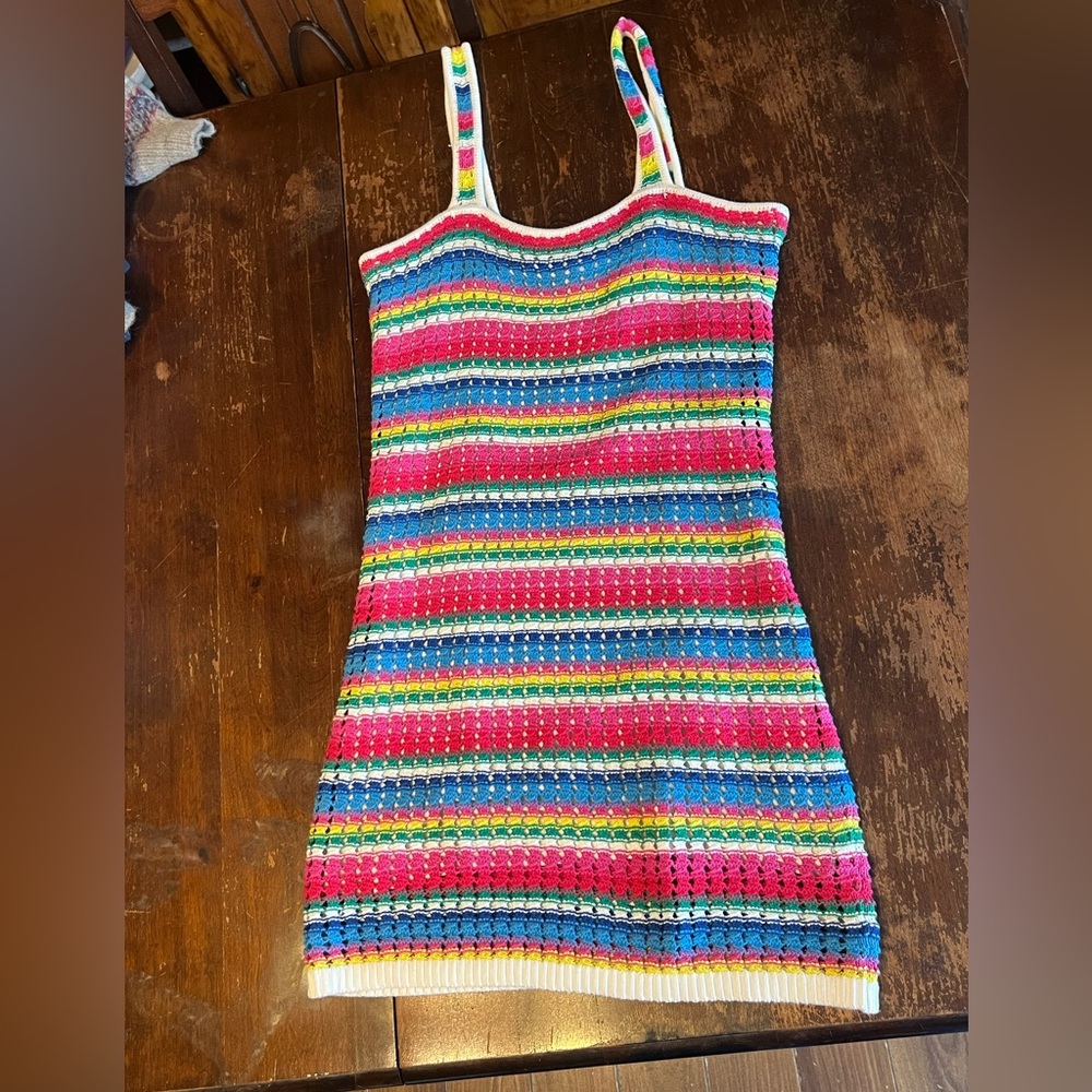 Rainbow crotchet dress